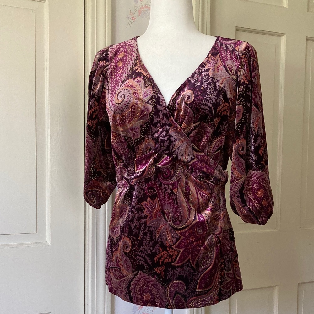 Velour Top with Gold Glitter  NEVER WORN SZ L
